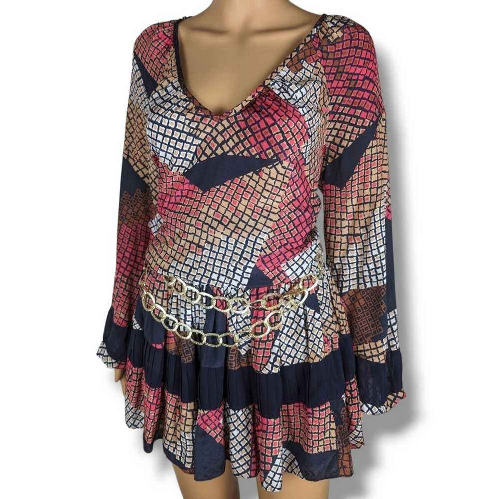 Ramy Brook Mini Dress Womens Large Blouson Smocke… - image 5