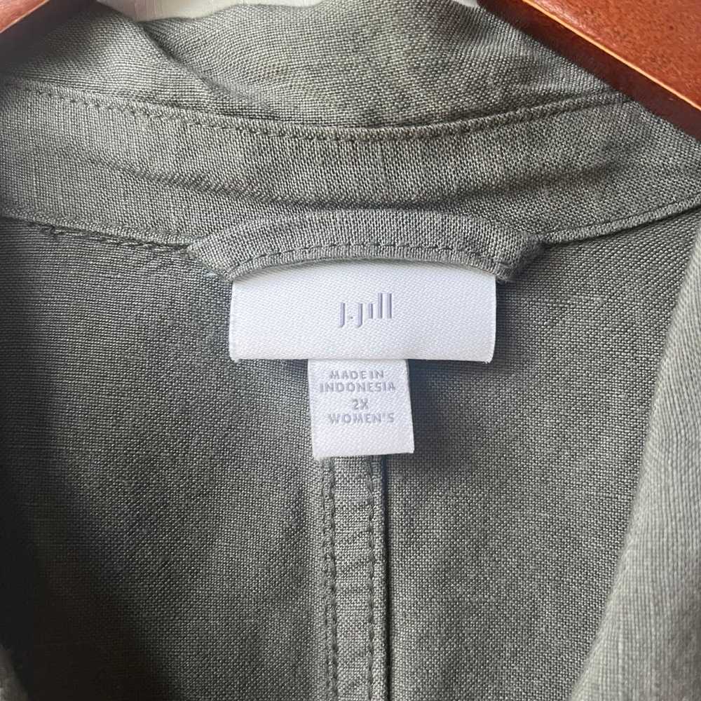J.JILL green linen button front jacket with belt … - image 2