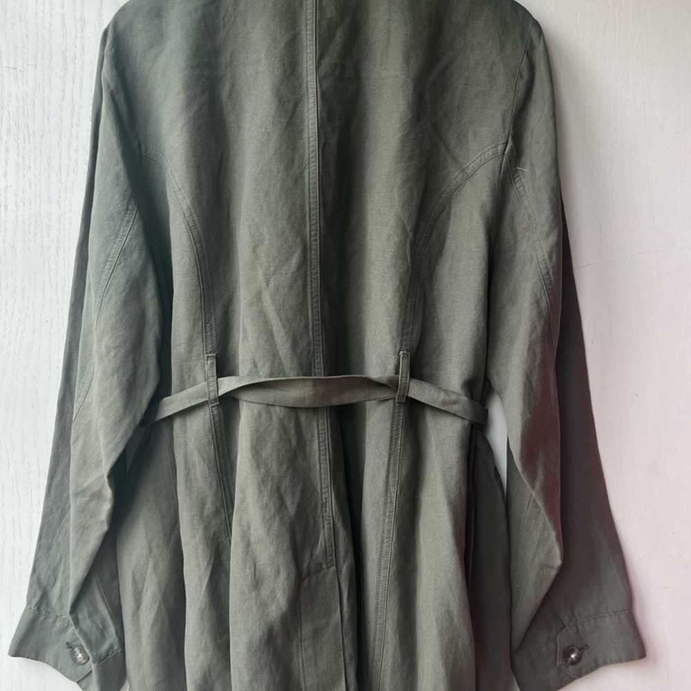 J.JILL green linen button front jacket with belt … - image 3