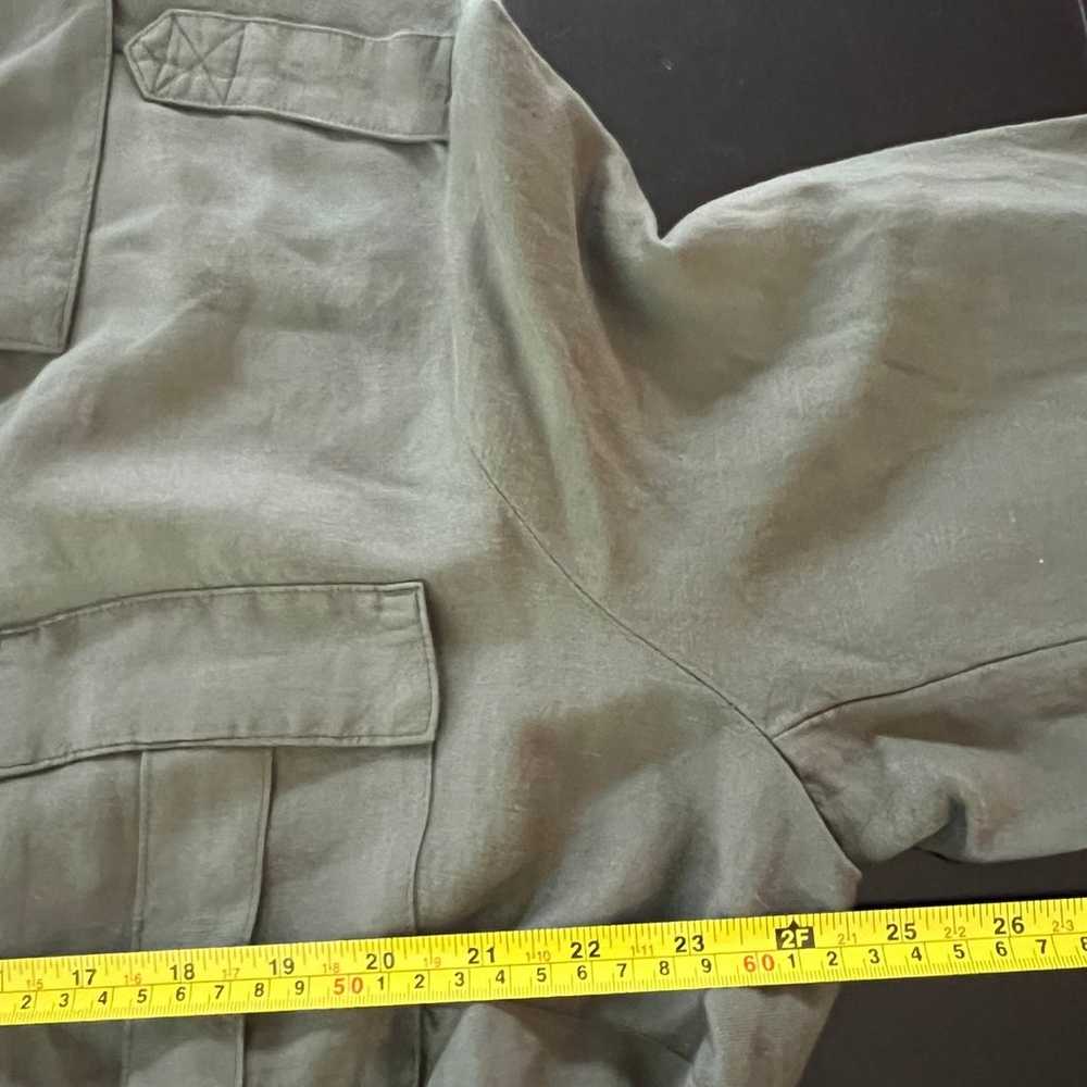 J.JILL green linen button front jacket with belt … - image 6