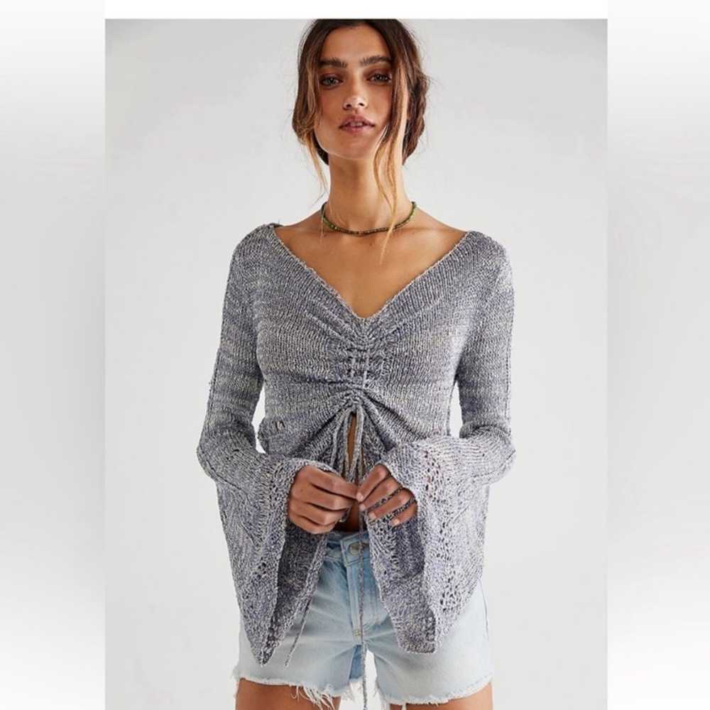 Free People | Zinnia Crochet Bell Sleeve Sweater - image 2