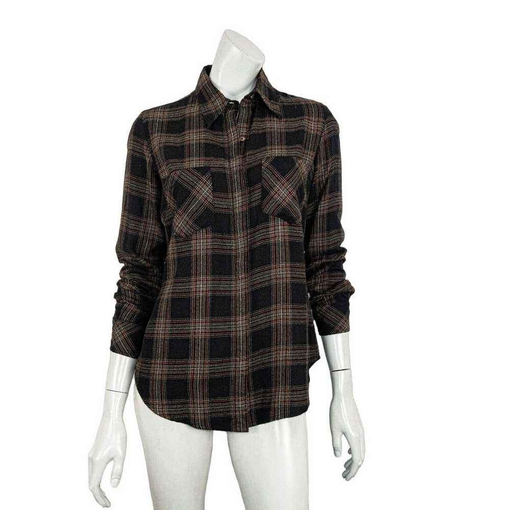 Peruvian Connection Button up Blouse in Black Bro… - image 1