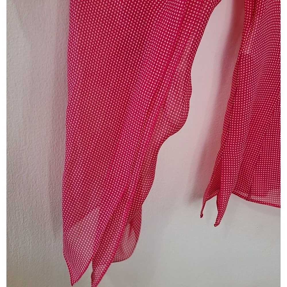 Carolina Herrera Women's Pink Silk Polka Dot Butt… - image 7