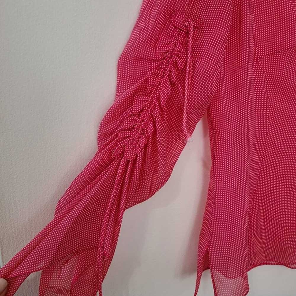 Carolina Herrera Women's Pink Silk Polka Dot Butt… - image 8