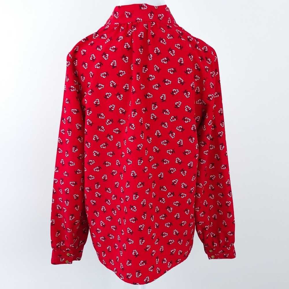 Draper James Floral Tie Neck Blouse Red Medium Fl… - image 5