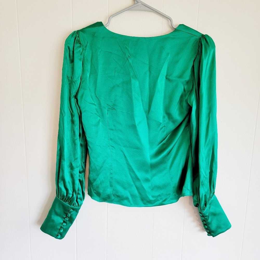 Intermix Ashley Emerald Green Silk V-neck Blouse - image 3