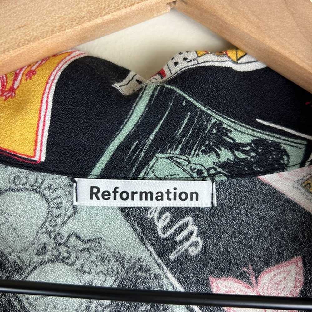 Reformation Black Postcard Printed Short Sleeve C… - image 4