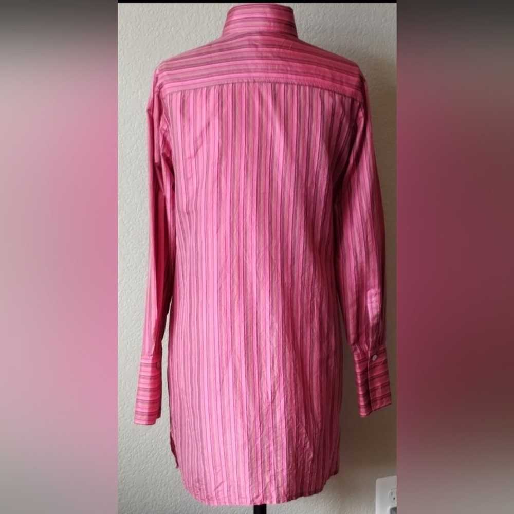 FARINAZ TAGHAVI 100% Silk Pearl Button Up Pink St… - image 3