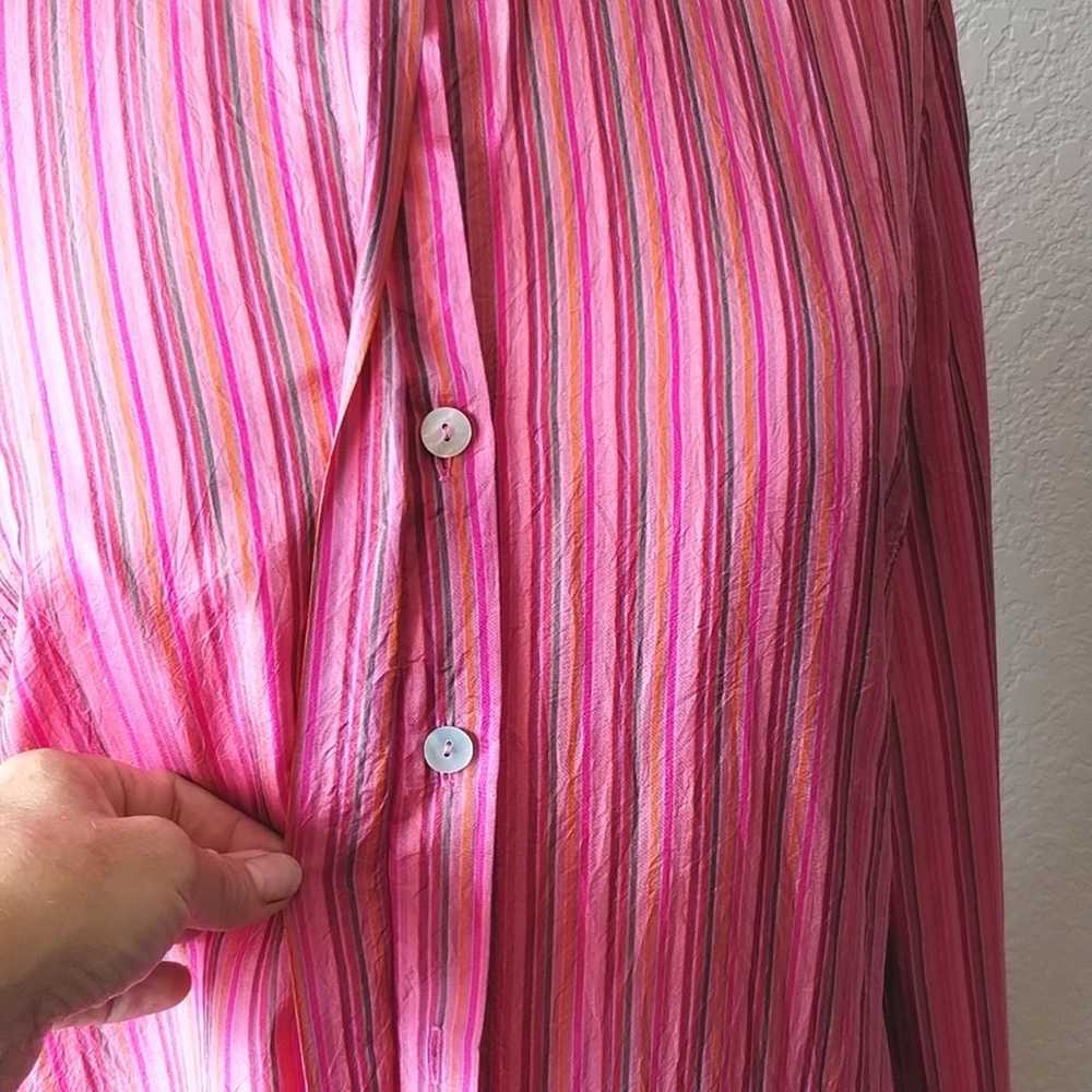 FARINAZ TAGHAVI 100% Silk Pearl Button Up Pink St… - image 6