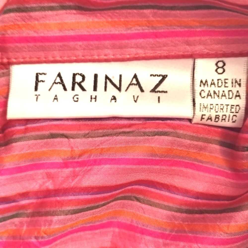 FARINAZ TAGHAVI 100% Silk Pearl Button Up Pink St… - image 7