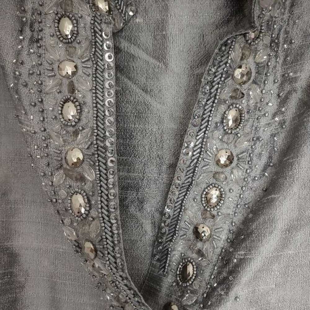 Vintage Neiman Marcus Silver Top Pullover V Neck … - image 5