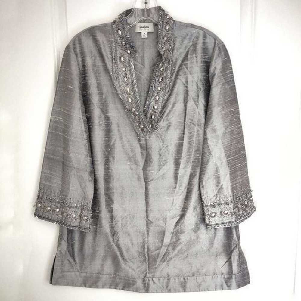 Vintage Neiman Marcus Silver Top Pullover V Neck … - image 8