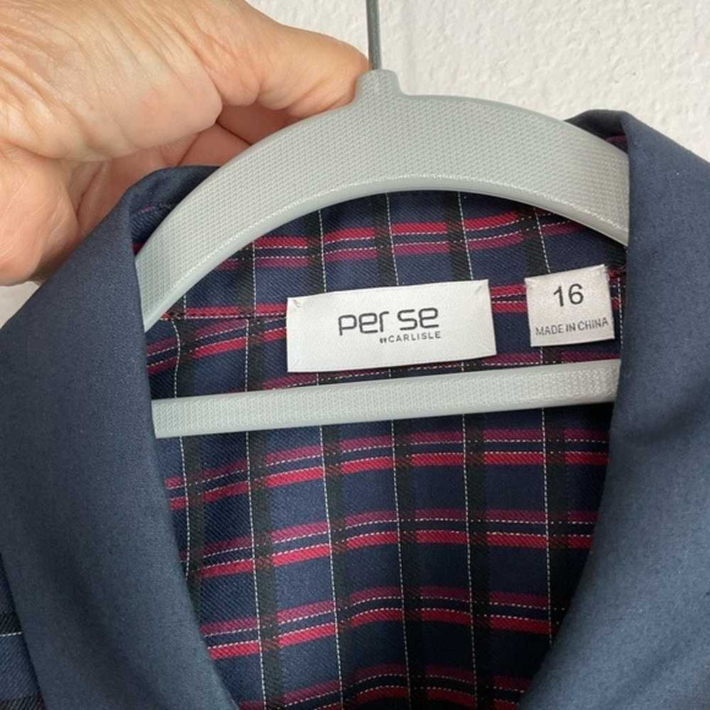 Per Se by Carlisle Navy & Red Plaid Blouse - image 7