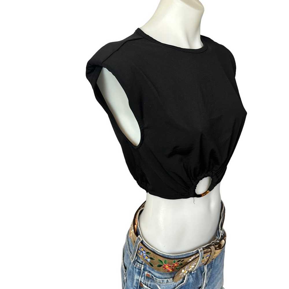 Hansen + Gretel  Black Crop Top Medium Padded Sho… - image 4