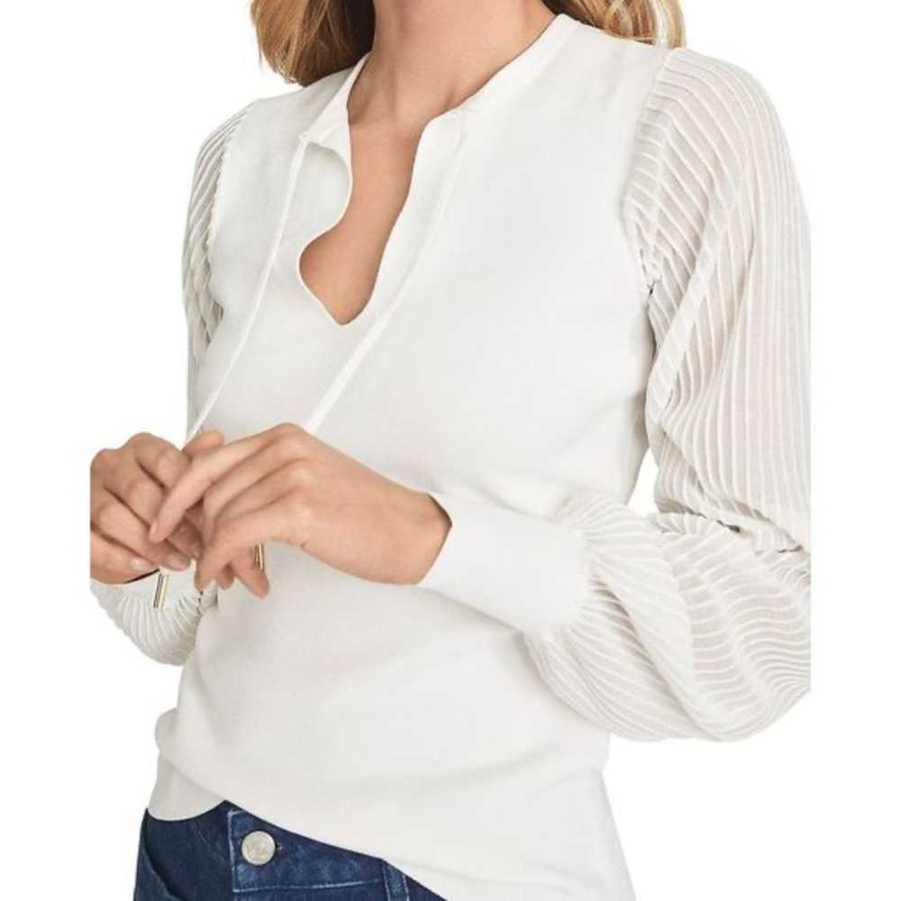 Reiss Womens Sloane Semi Sheer Sleeve Top Medium … - image 10
