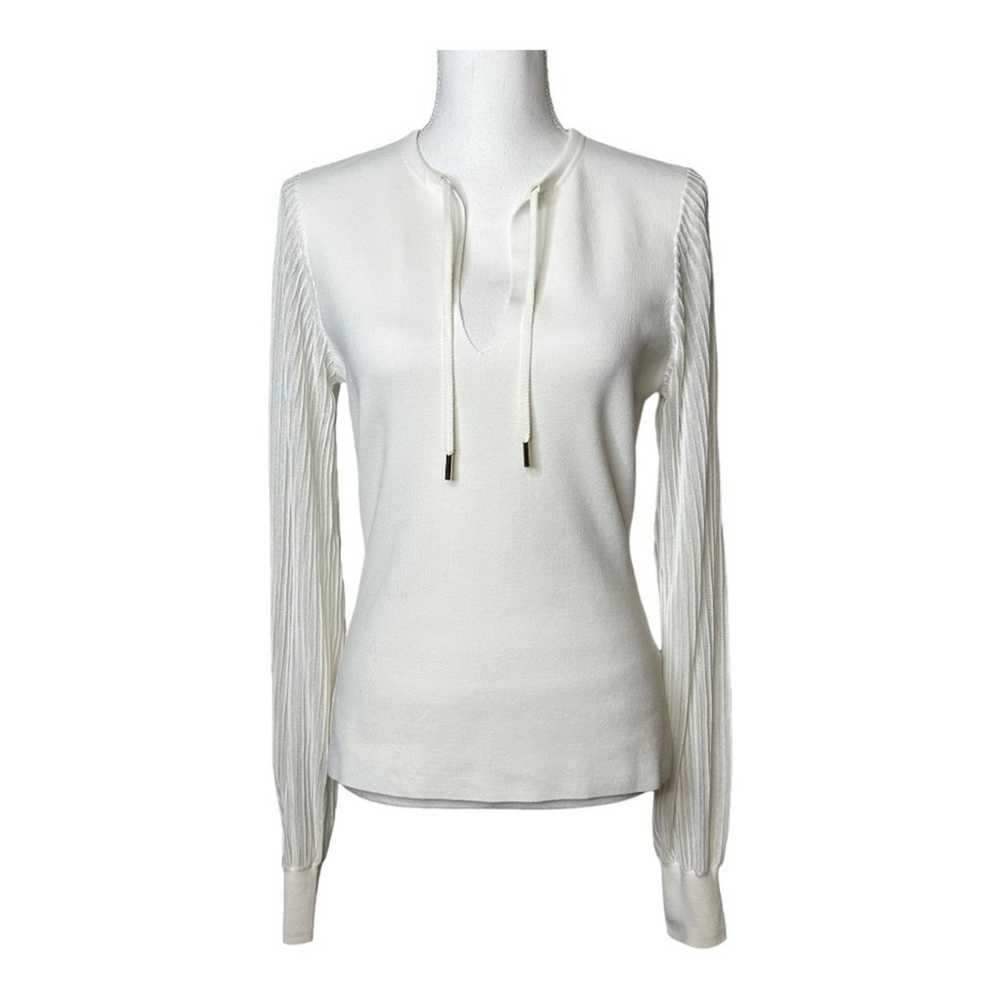 Reiss Womens Sloane Semi Sheer Sleeve Top Medium … - image 2