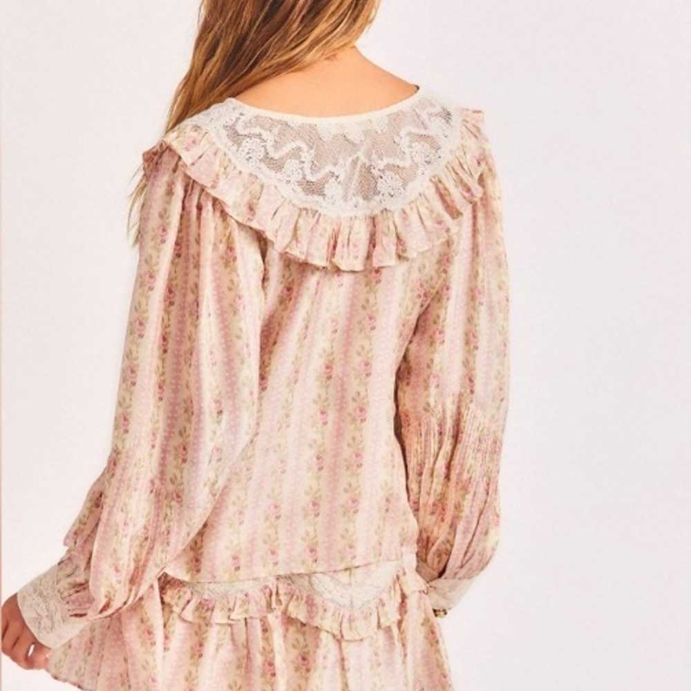 LOVESHACKFANCY Morrison Silk Floral Blouse in Fro… - image 3