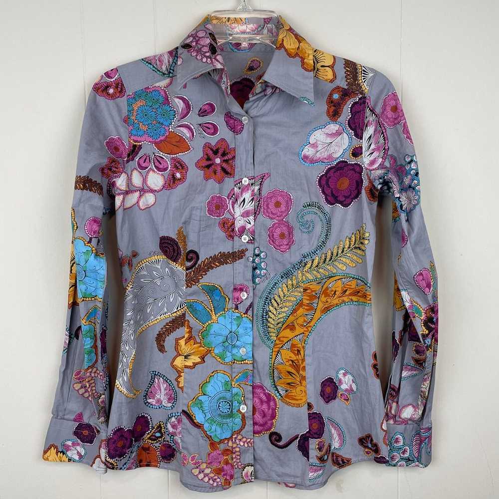 Etro Made in Italy Floral Long Sleeve Button up B… - image 1