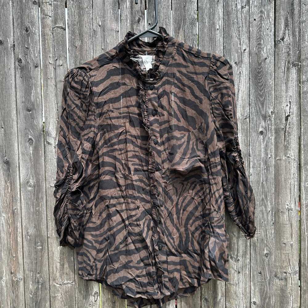 ba&sh Zebra Animal Print Sheer 3/4 Sleeve Sisco T… - image 1