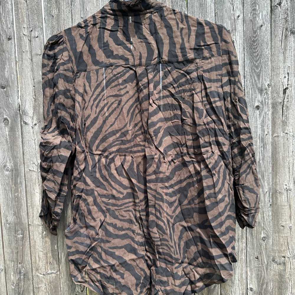 ba&sh Zebra Animal Print Sheer 3/4 Sleeve Sisco T… - image 2