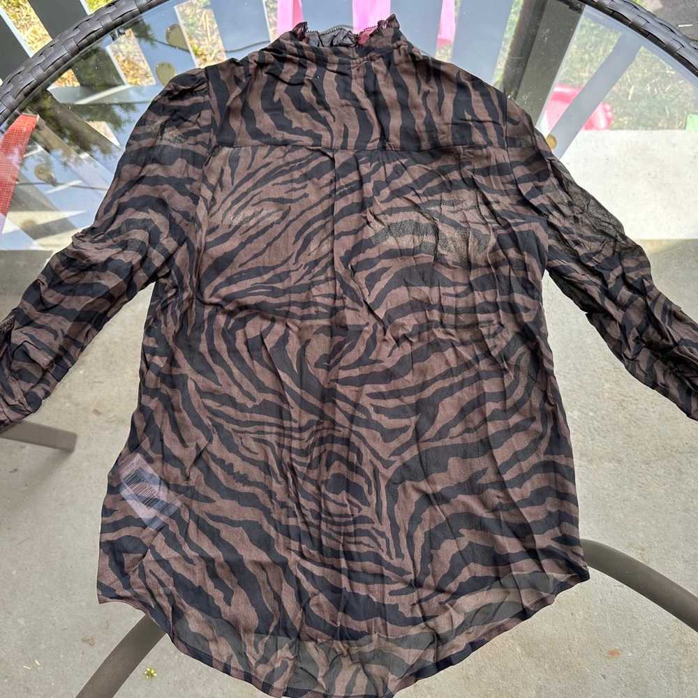 ba&sh Zebra Animal Print Sheer 3/4 Sleeve Sisco T… - image 9