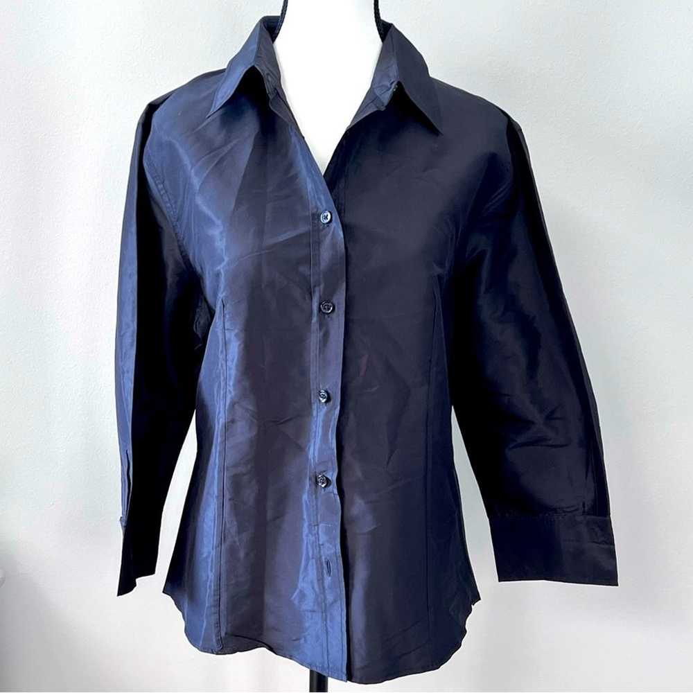Carolina Herrera New York 100% Silk Taffeta Shirt… - image 1