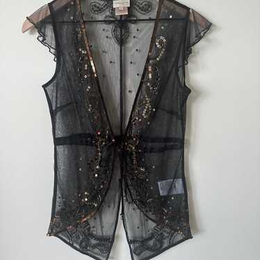 Karen Millen Black Sheer Sequin Vest Cover 2 - image 1