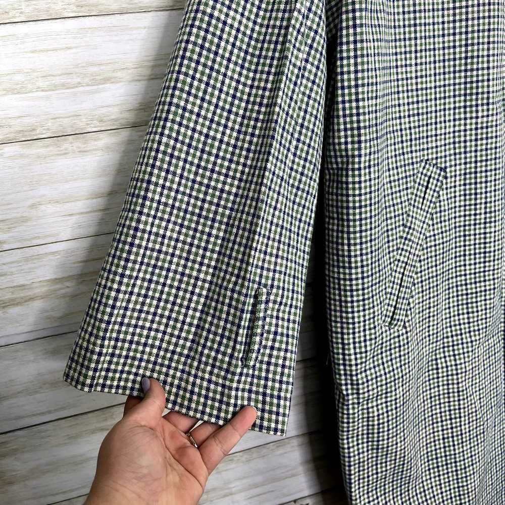 Zara Checkered Button Front Coat Green/Blue - image 4