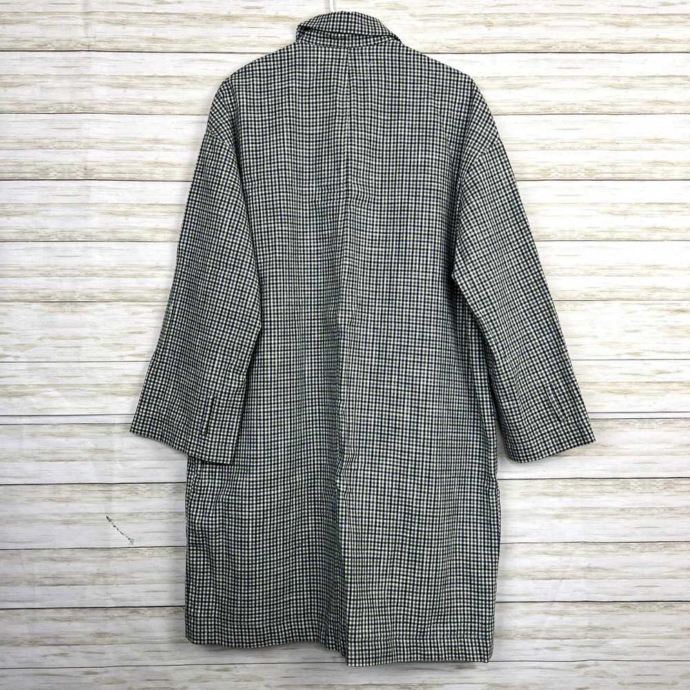 Zara Checkered Button Front Coat Green/Blue - image 8