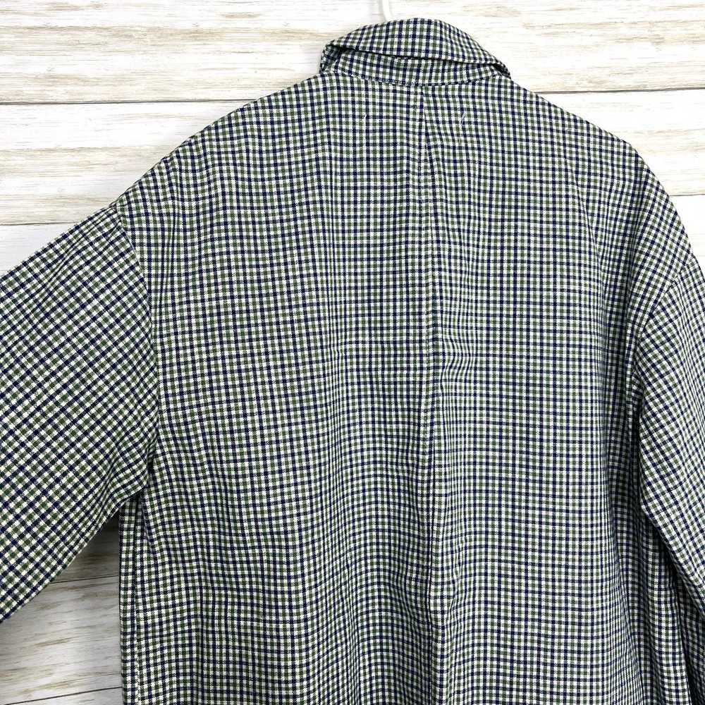 Zara Checkered Button Front Coat Green/Blue - image 9