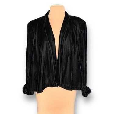 Vintage Alex Evenings Jacket Black Velvet Open Fr… - image 1