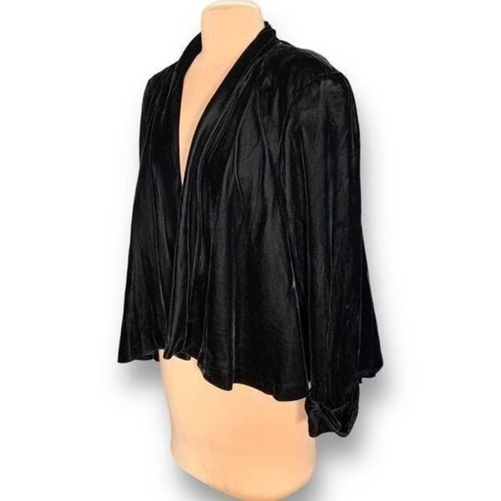Vintage Alex Evenings Jacket Black Velvet Open Fr… - image 3