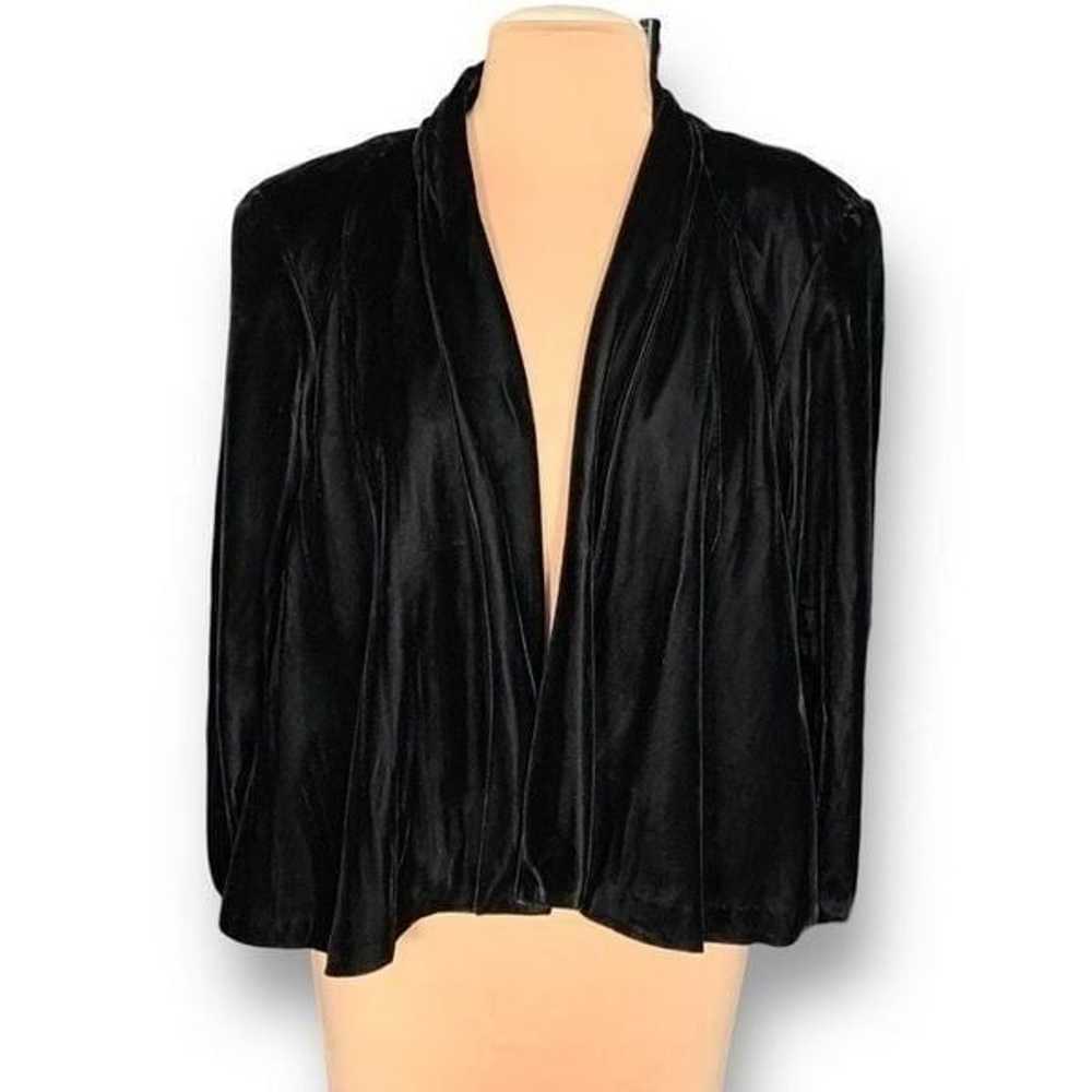 Vintage Alex Evenings Jacket Black Velvet Open Fr… - image 9