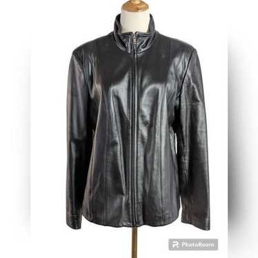 Covington Black Leather Biker Classic Jacket - image 1
