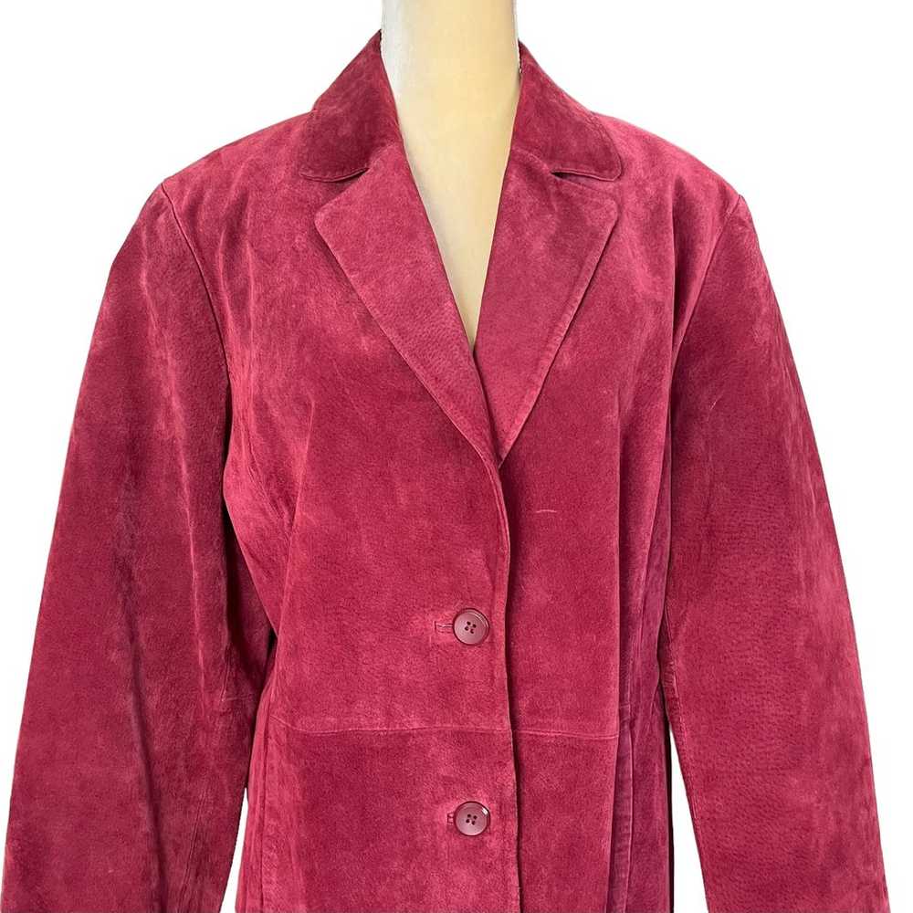 SIENA Vintage Suede Leather Jacket Red Maroon Siz… - image 3