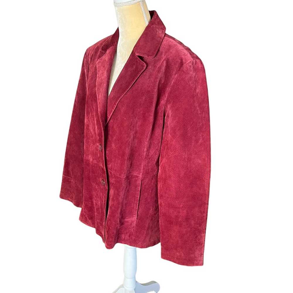 SIENA Vintage Suede Leather Jacket Red Maroon Siz… - image 6