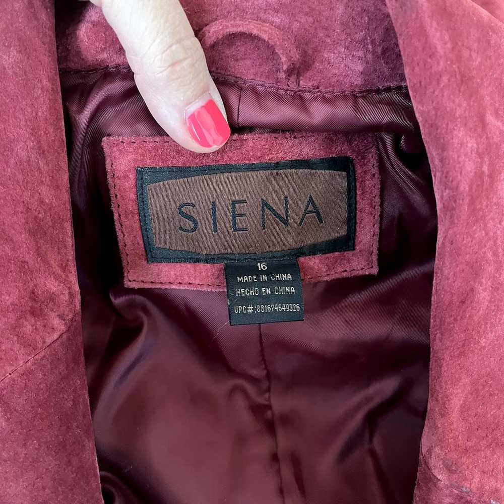 SIENA Vintage Suede Leather Jacket Red Maroon Siz… - image 8