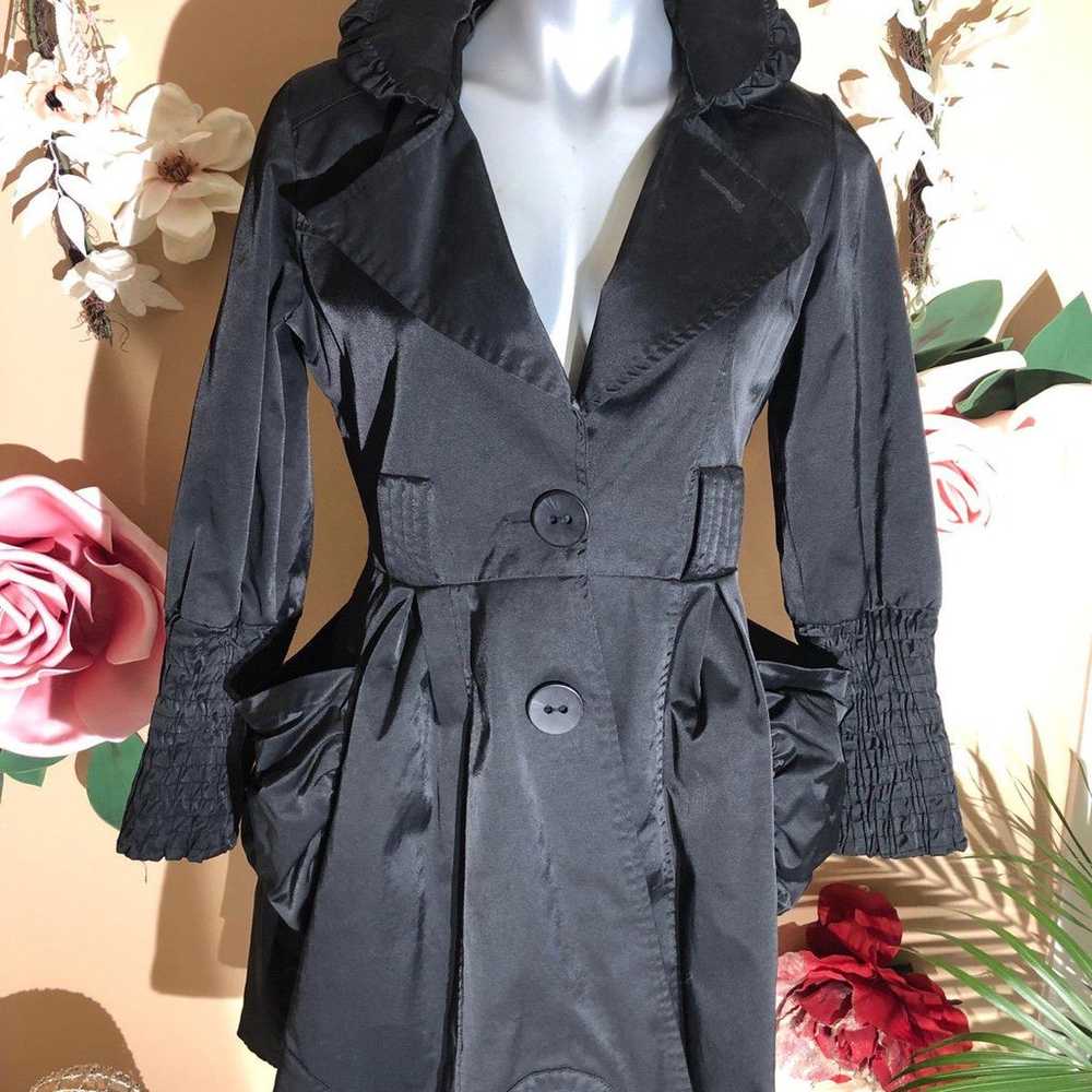 french trench rain jacket coat with deep ruffle p… - image 4