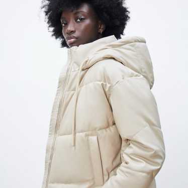 Zara Faux Leather Puffer Jacket