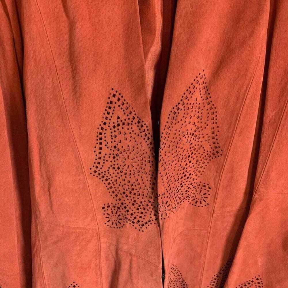 Chicos Genuine Leather Suede Jacket Size 2 Laser … - image 2
