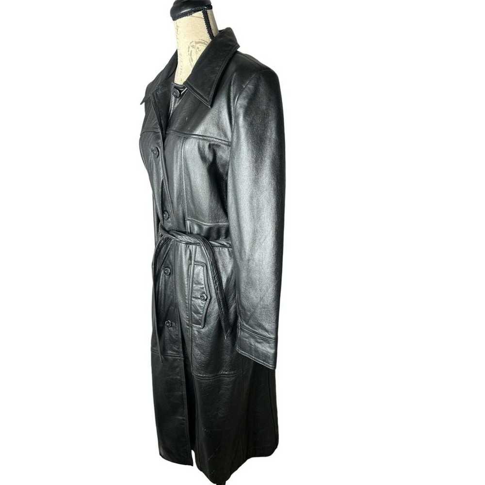 Wilsons Maxima Black Leather Long Trench Coat Wom… - image 3