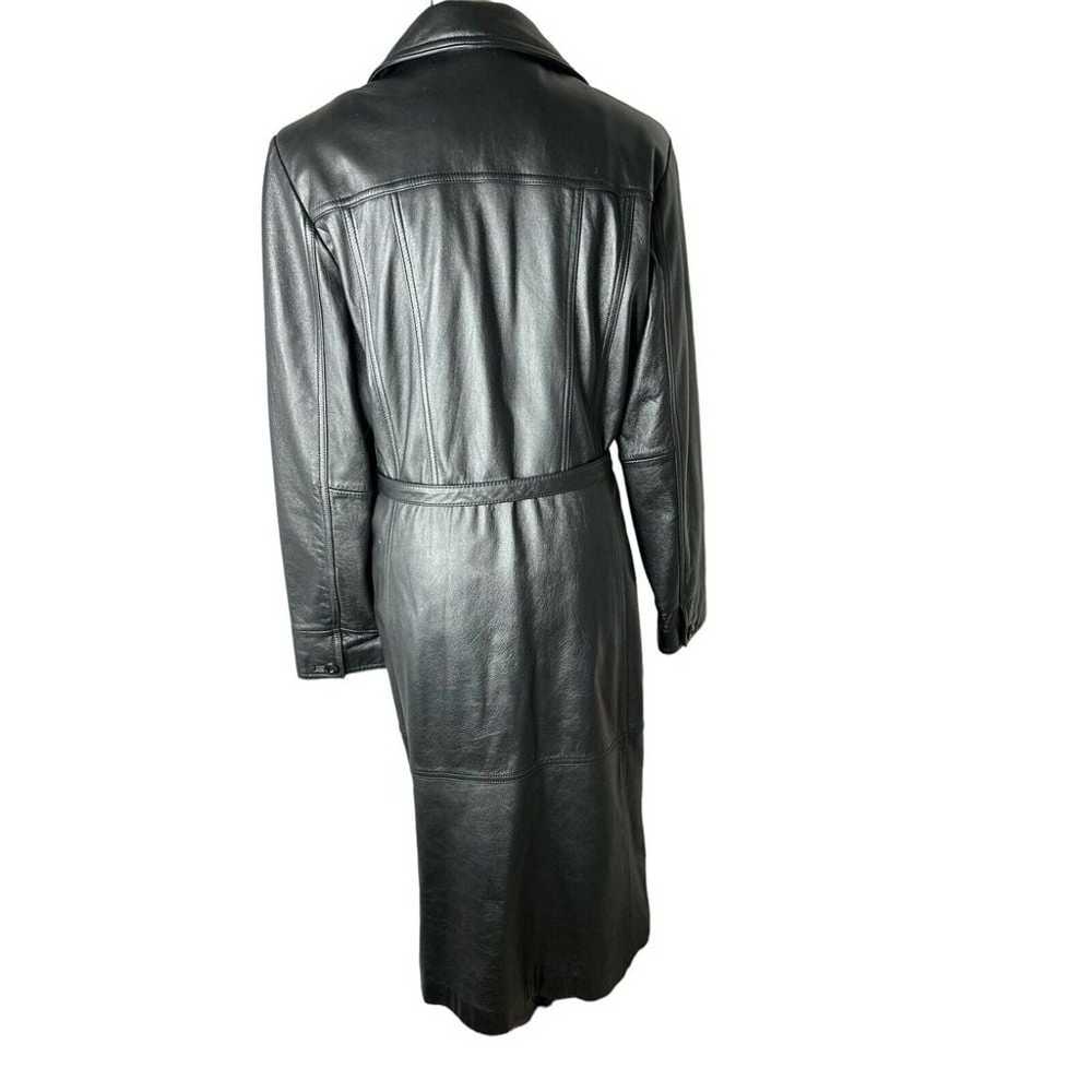 Wilsons Maxima Black Leather Long Trench Coat Wom… - image 4