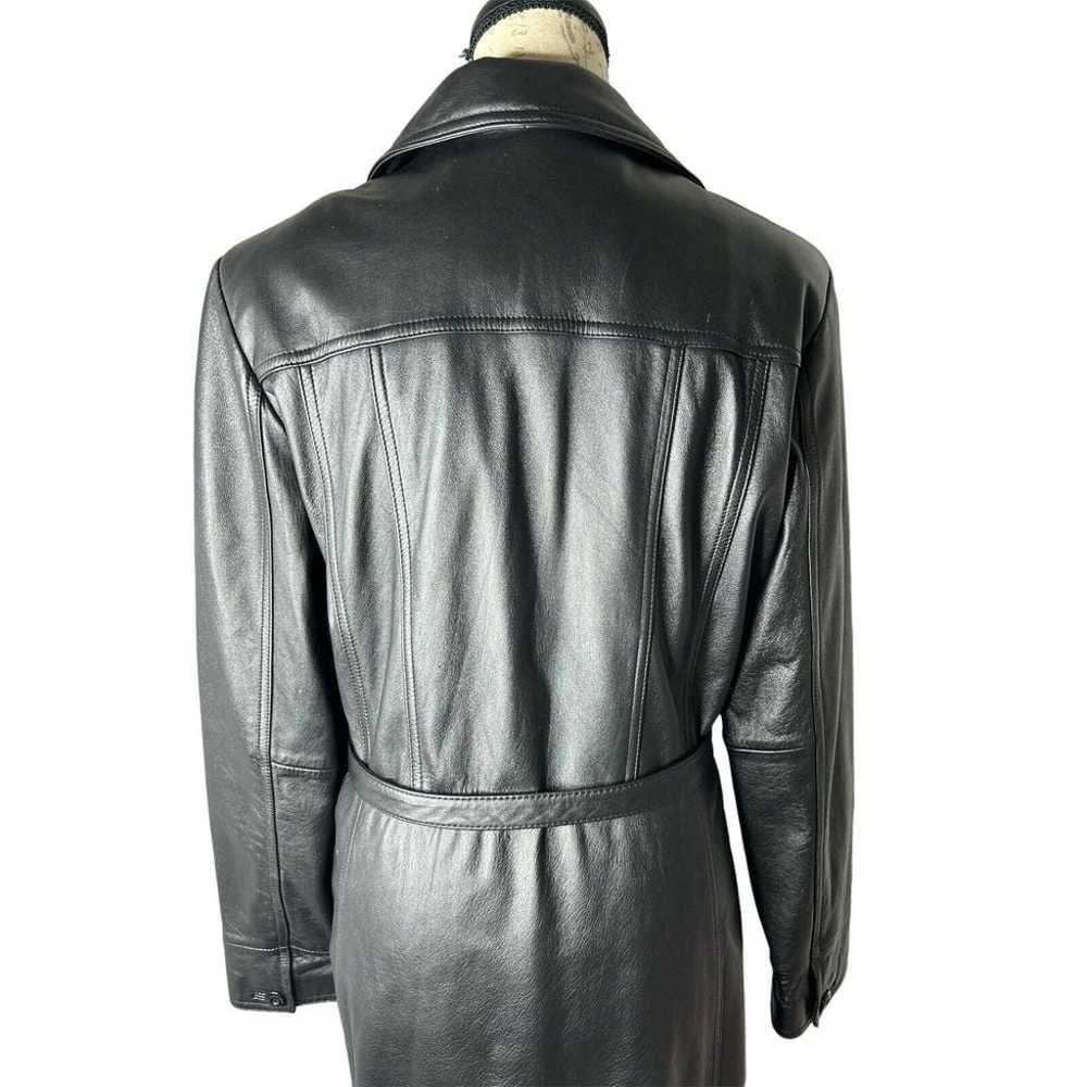 Wilsons Maxima Black Leather Long Trench Coat Wom… - image 5