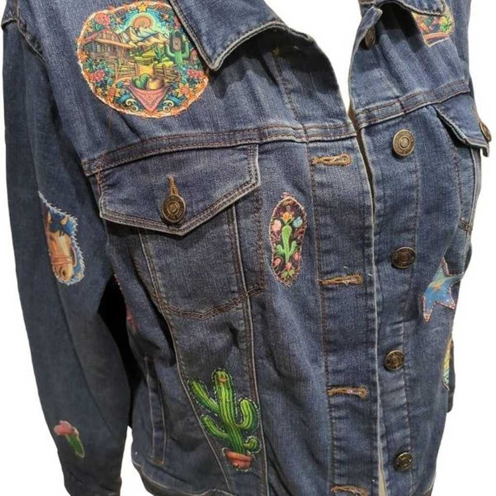 Nine West Upcycled jean jacket in a western style… - image 2