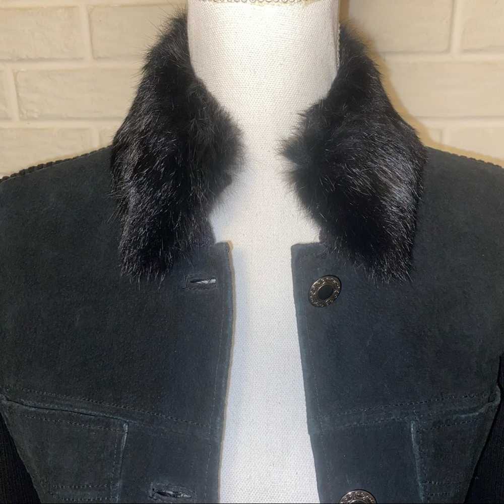 Vintage 90s Y2k Genuine Suede Jacket with Rabbit … - image 4