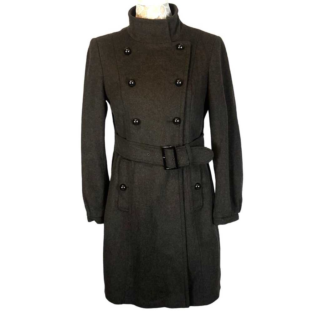 TAHARI Wool double breasted high neck Belted Coat… - image 1