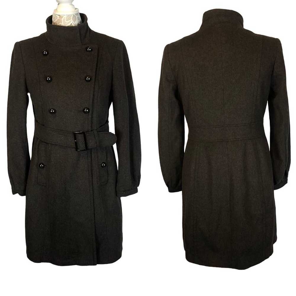 TAHARI Wool double breasted high neck Belted Coat… - image 2
