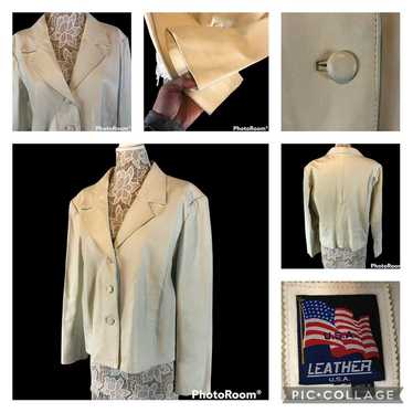 Leather USA ladies white leather jacket medium - … - image 1