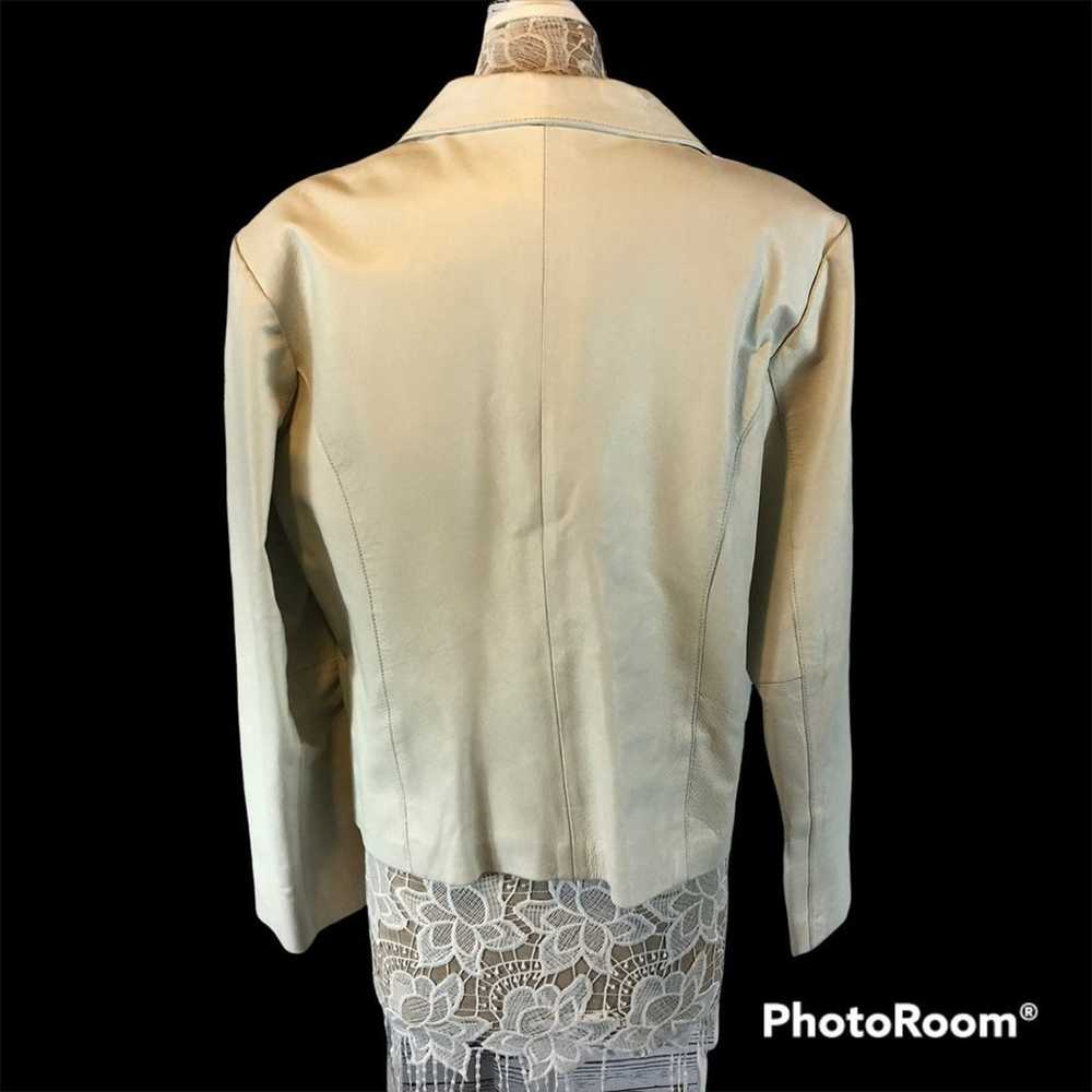 Leather USA ladies white leather jacket medium - … - image 3