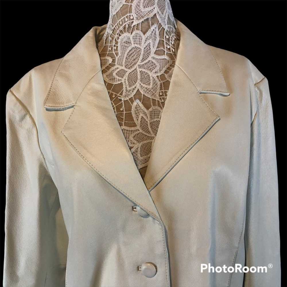 Leather USA ladies white leather jacket medium - … - image 5